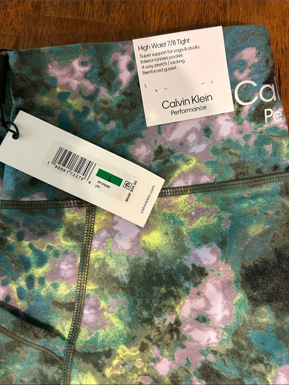 Calvin Klein Performance Teal Multi High-Waist 7/8 Leggings